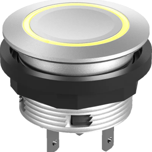 IP67 illuminated pushbutton silver bezel yellow LED DNV certified SCTLRYF Product Image