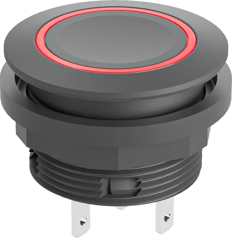 SSWCTLRRF Pushbutton Red LED IP67 DNV certified front black bezel