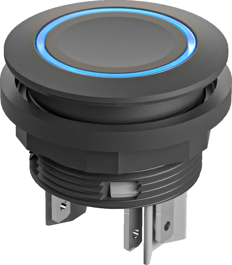 SHORTRON illuminated pushbutton switch IP67 blue LED 24 V DC 2 NO