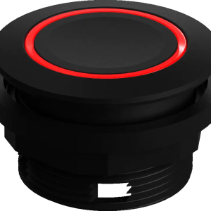 Illuminated Pushbutton Red LED 22.3 mm IP67 Black Panel Mount HMI