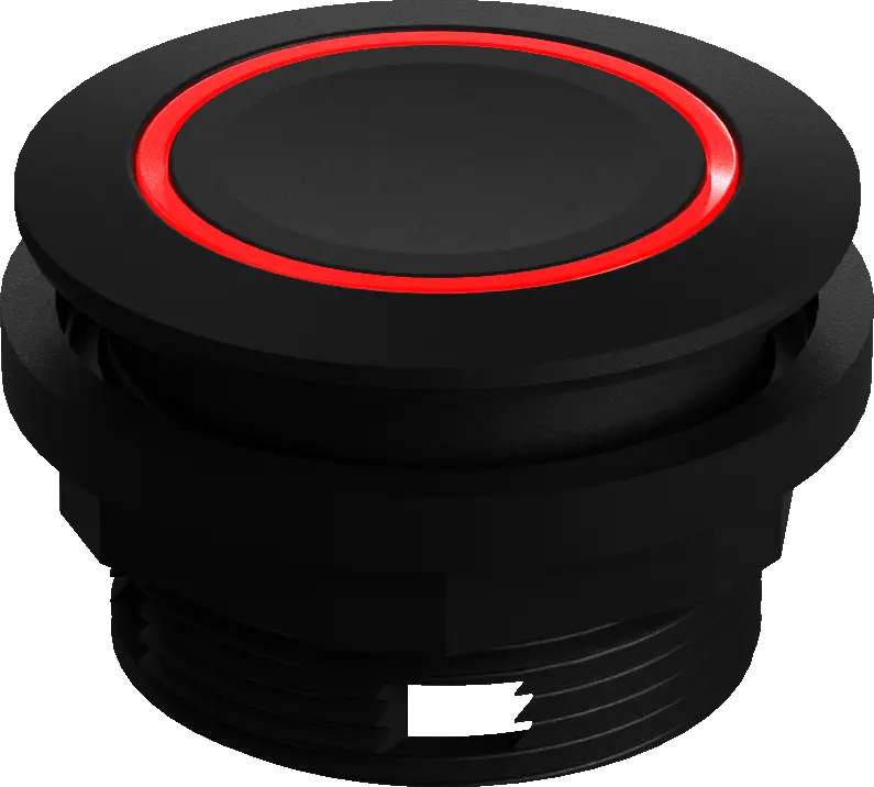 Illuminated Pushbutton Red LED 22.3 mm IP67 Black Panel Mount HMI