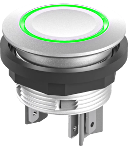 Green LED pushbutton 24 V DC IP67 22.3 mm 2 NO Faston tabs 2.8 mm STLRGII Product Image
