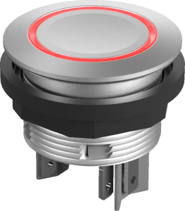 Illuminated Pushbutton IP67 24 Volt DC Red LED 22.3 mm 2NO Silver STLRRII Product Image