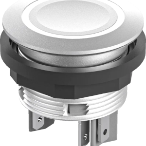 STLRWOI1109 Pushbutton LED White IP67 24VDC 1NO Silver Bezel Ring