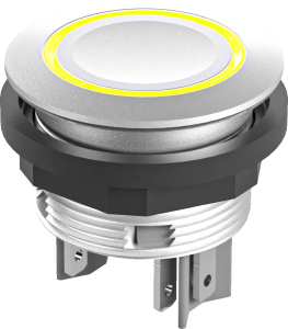 compact yellow IP67 indicator switch round silver bezel LED panel STLRYOI Product Image