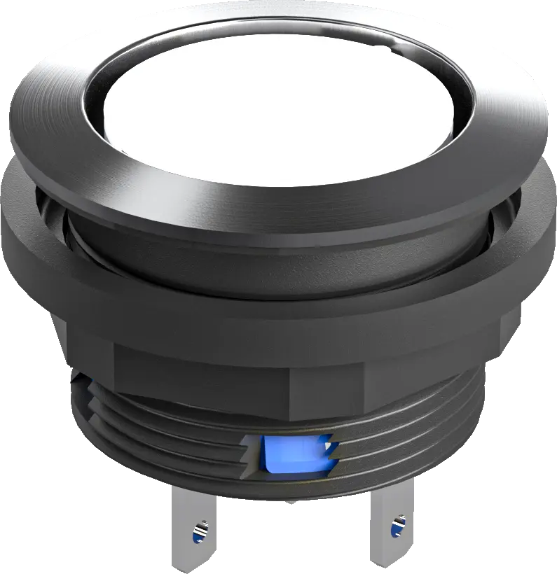 IP67 illuminated pushbutton round clear lens steel bezel 22 mm CO