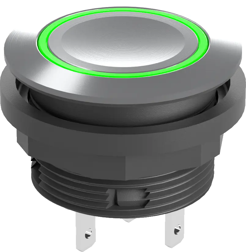 SVACTLRGF1155 Pushbutton Green LED IP67 Stainless Bezel 1CO Rated