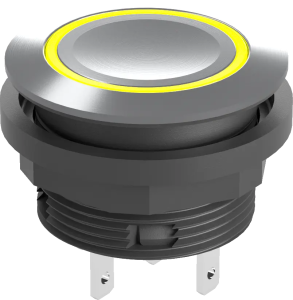 illuminated stainless steel pushbutton IP67 yellow LED 22.3mm DNV SVACTLRYF Product Image