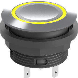 illuminated stainless steel pushbutton IP67 yellow LED 22.3mm DNV SVACTLRYF Product Image