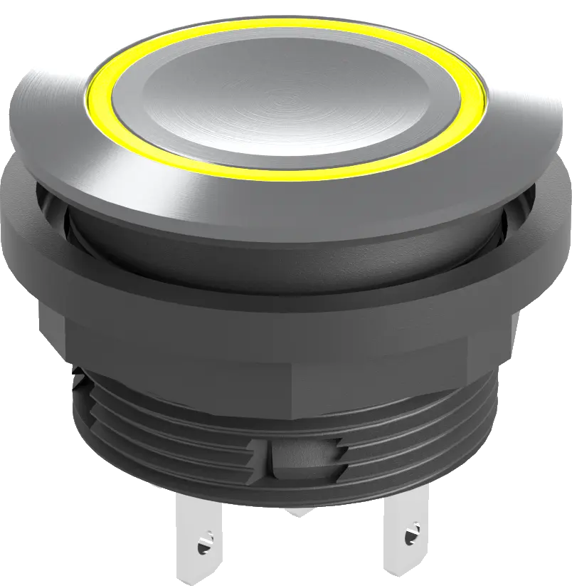 SVACTLRYF1172 Yellow LED Pushbutton IP67 DNV 22mm Stainless Bezel