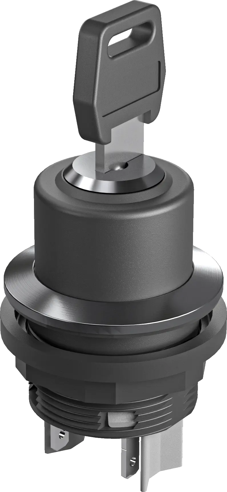 Compact panel mount key selector switch short depth tamper secure