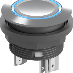 SVATLRBOI Pushbutton Blue LED 24V IP67 stainless bezel 22mm mount SVATLRBOI Product Image