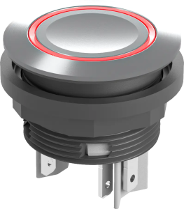 industrial pushbutton switch red LED 24V IP67 22mm cutout 16mm NO SVATLRROI Product Image