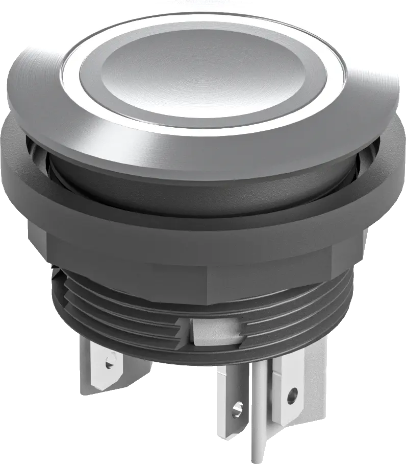 SVATLRWII LED Pushbutton 2NO 24V IP67 front stainless bezel white
