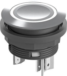 White LED pushbutton stainless steel IP67 24V DC SHORTRON 2NO HMI SVATLRWII0110 Product Image