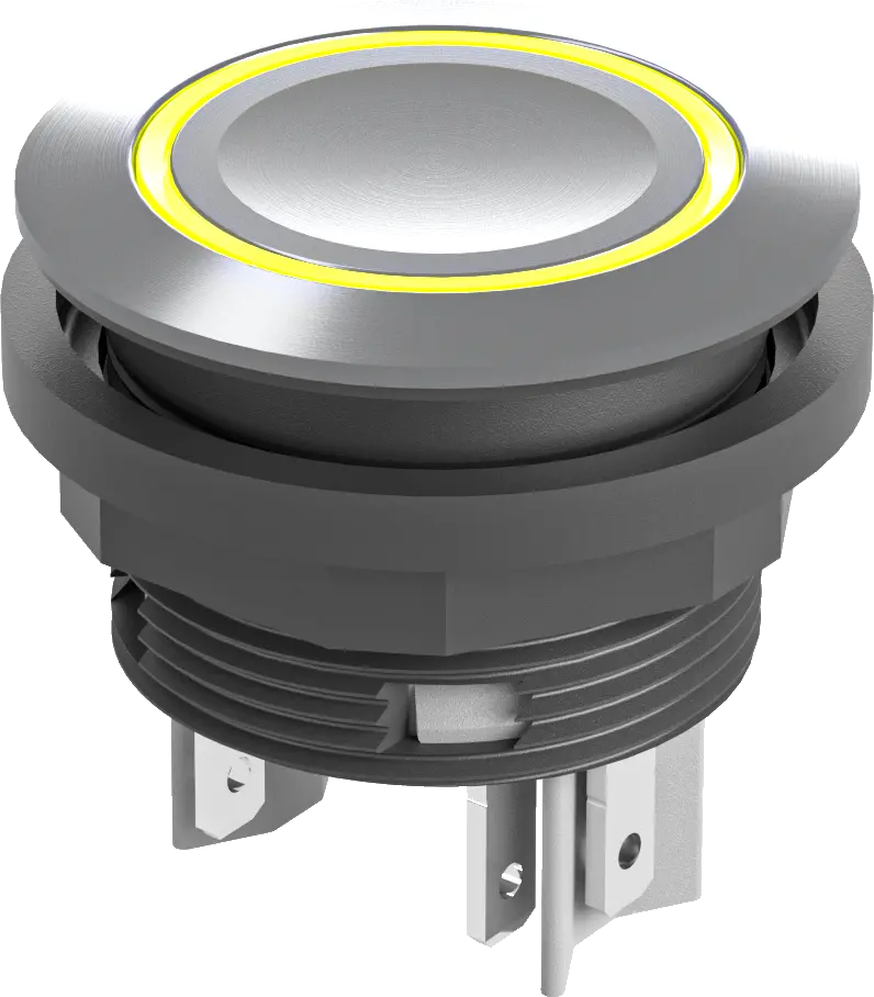 Stainless Steel Illuminated Pushbutton 22.3mm 24V DC IP67 LED 2NO