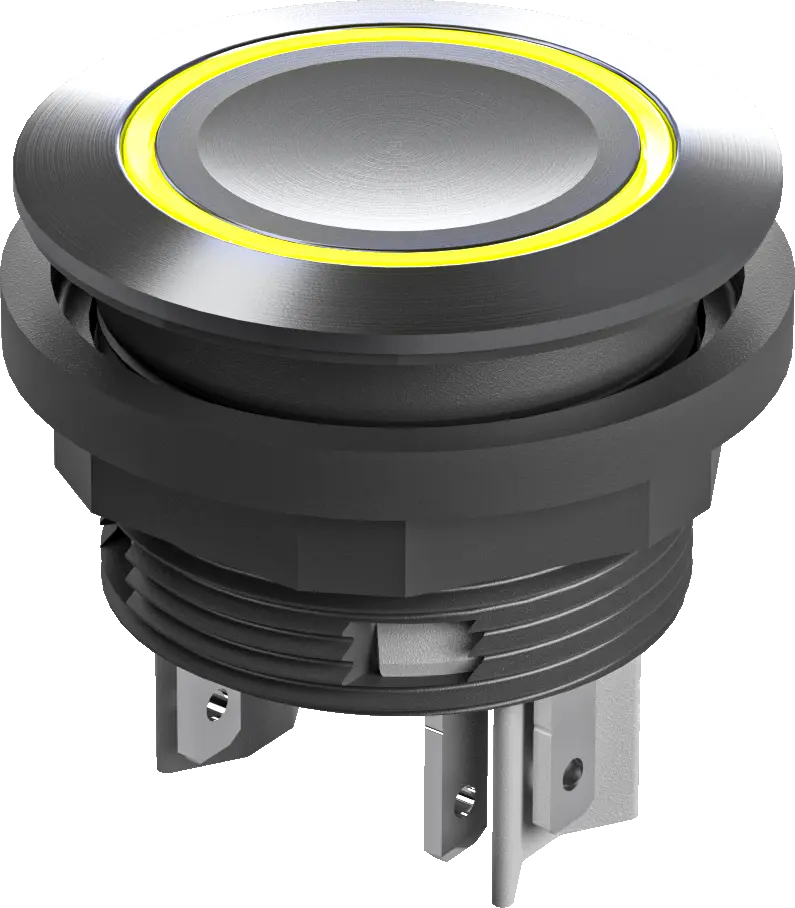 SVATLRYOI1121 Yellow LED Pushbutton stainless bezel IP67 24 V 1NO