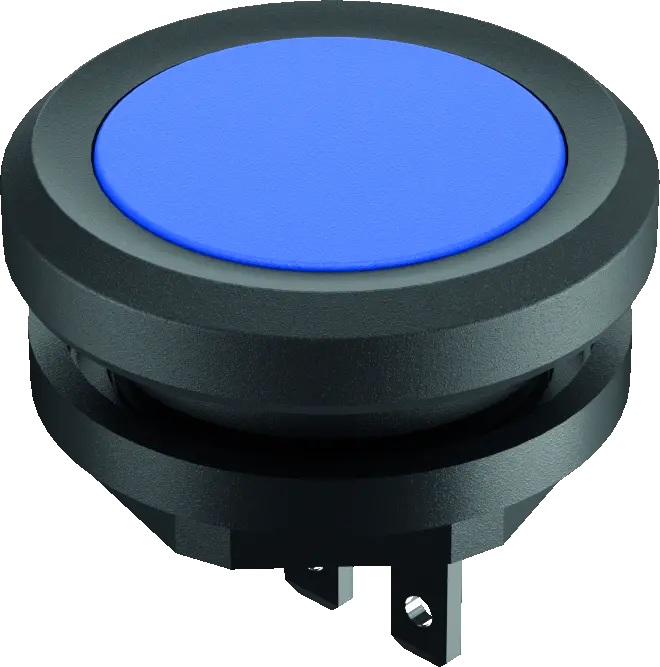 YKTBF Pushbutton Head Blue IP69K round 16 mm 1 NO Faston terminal