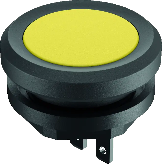 YKTYF Pushbutton Head Yellow IP69K 16 mm Depth NO Faston Terminal