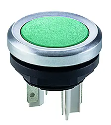 Green Round Pushbutton IP67 16.2 mm NO Faston mYnitron Series 35V YMTGG Product Image
