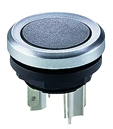 YMTGS Pushbutton 16.2mm IP67 1NO round silver bezel black housing YMTGS Product Image