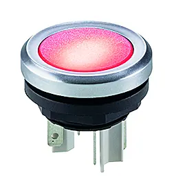 YMTLR_0202 Pushbutton Red LED IP67 panel mount silver bezel front YMTLR_0202 Product Image