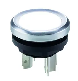illuminated panel pushbutton IP67 white LED silver bezel 1 NO 35V YMTLW Product Image