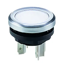 industrial pushbutton switch IP67 UKCA silver bezel white 1 NO DC YMTW Product Image