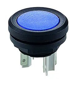 IP67 blue pushbutton switch 16.2 mm cutout Faston 1 NO UKCA rated YTB Product Image