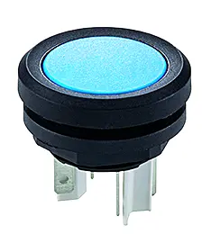 IP67 panel mount pushbutton blue 16.2 mm 1 NO 35 V DC Faston tabs YTGB Product Image