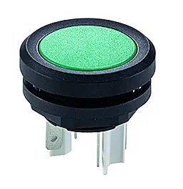 industrial pushbutton switch green IP67 1 NO 16.2 mm cutout 18 mm YTGG Product Image