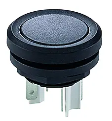 IP67 sealed pushbutton switch 16.2 mm black bezel 1 NO Faston tab YTGS Product Image